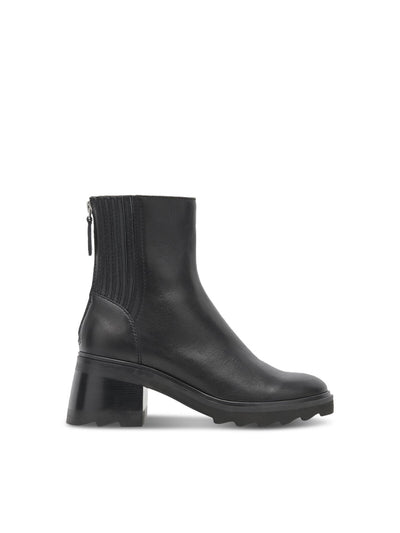 DOLCE VITA Womens Black 1" Platform Cushioned Lug Sole Goring Martey H2o Round Toe Block Heel Zip-Up Leather Booties 8.5