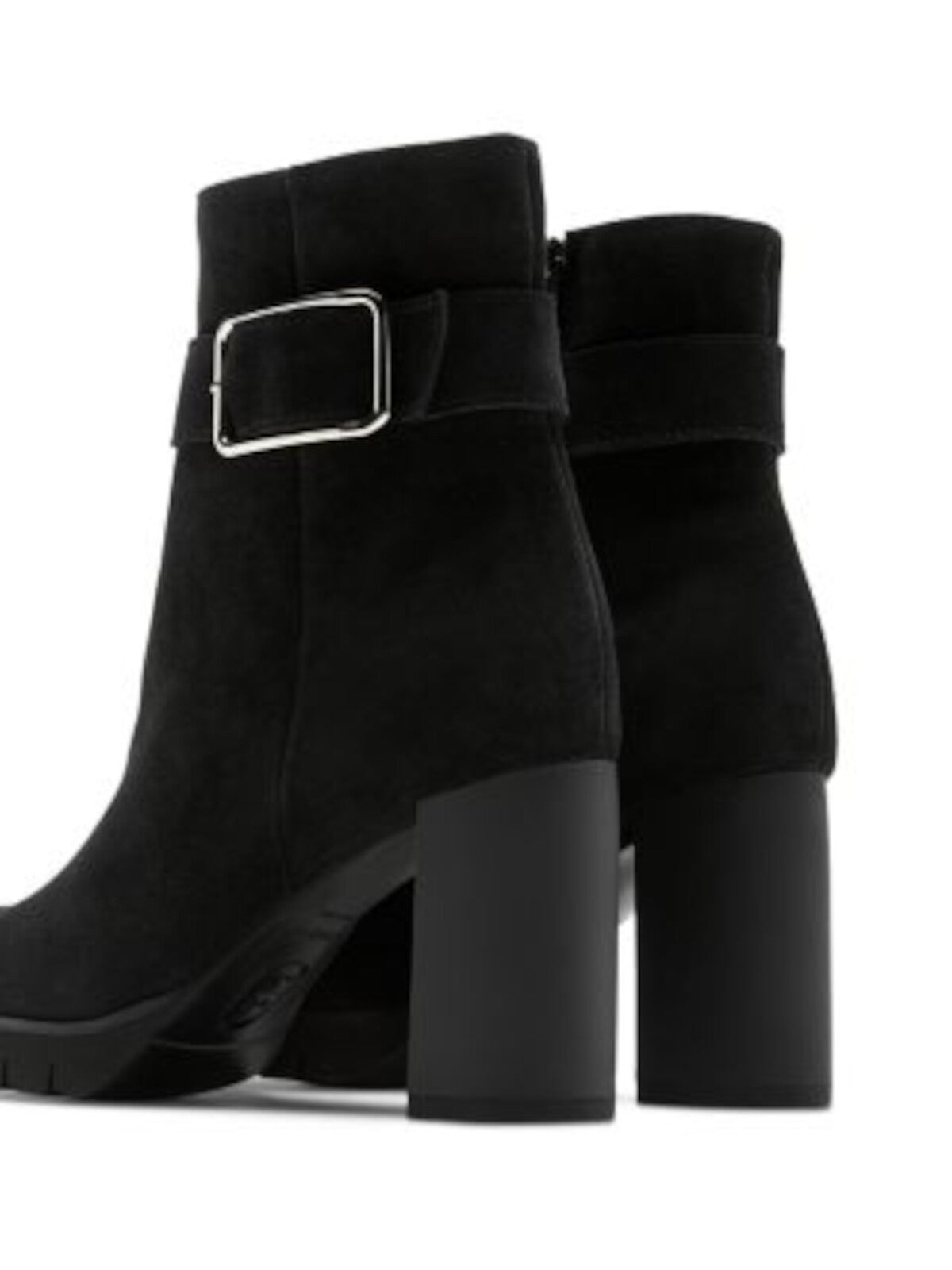 LA CANADIENNE Womens Black Waterproof Buckle Accent Cushioned Milo Almond Toe Block Heel Zip-Up Suede Heeled Boots 11 M