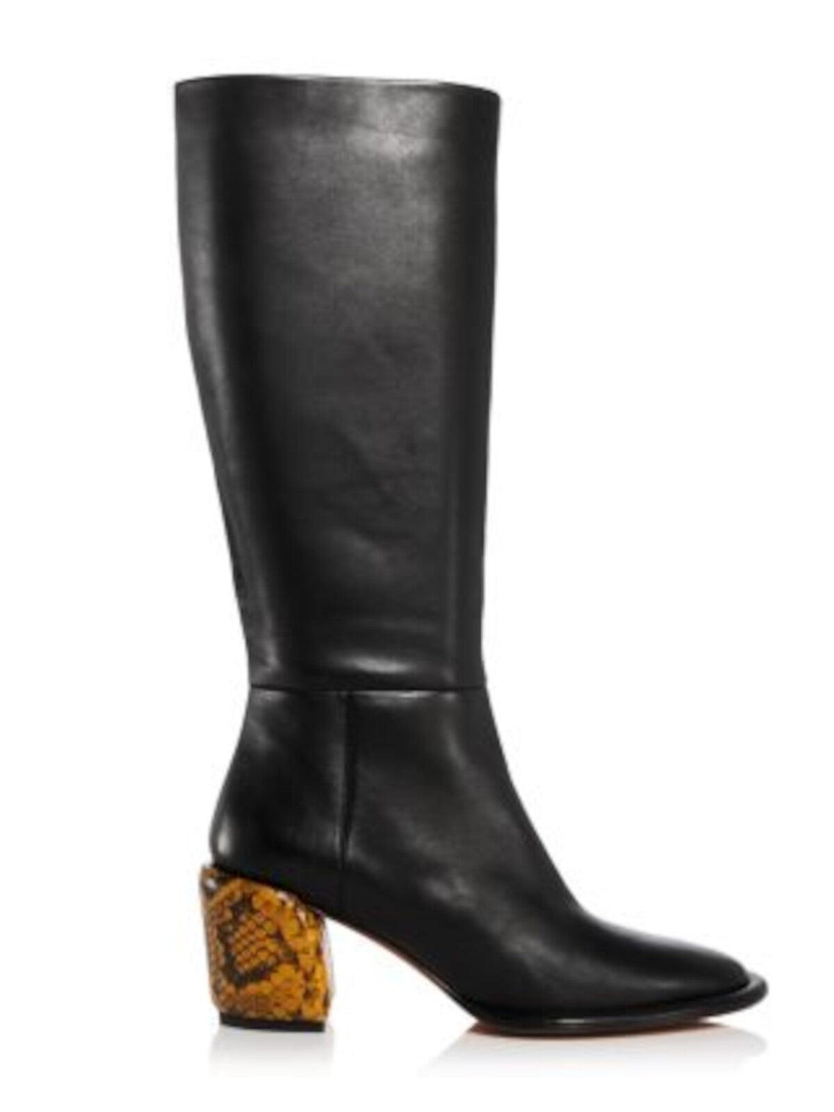 3.1 PHILLIP LIM Womens Black Contrast Snake Heel Padded Naomi Almond Toe Block Heel Zip-Up Leather Boots Shoes 36