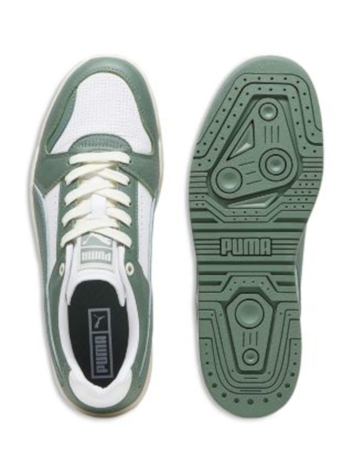 PUMA Mens White Color Block Logo Padded Perforated Slipstream Round Toe Platform Lace-Up Leather Sneakers Shoes