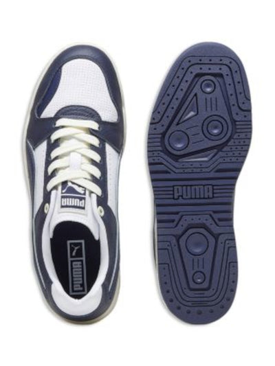 PUMA Mens White Color Block Perforated Padded Slipstream Round Toe Wedge Lace-Up Leather Sneakers Shoes