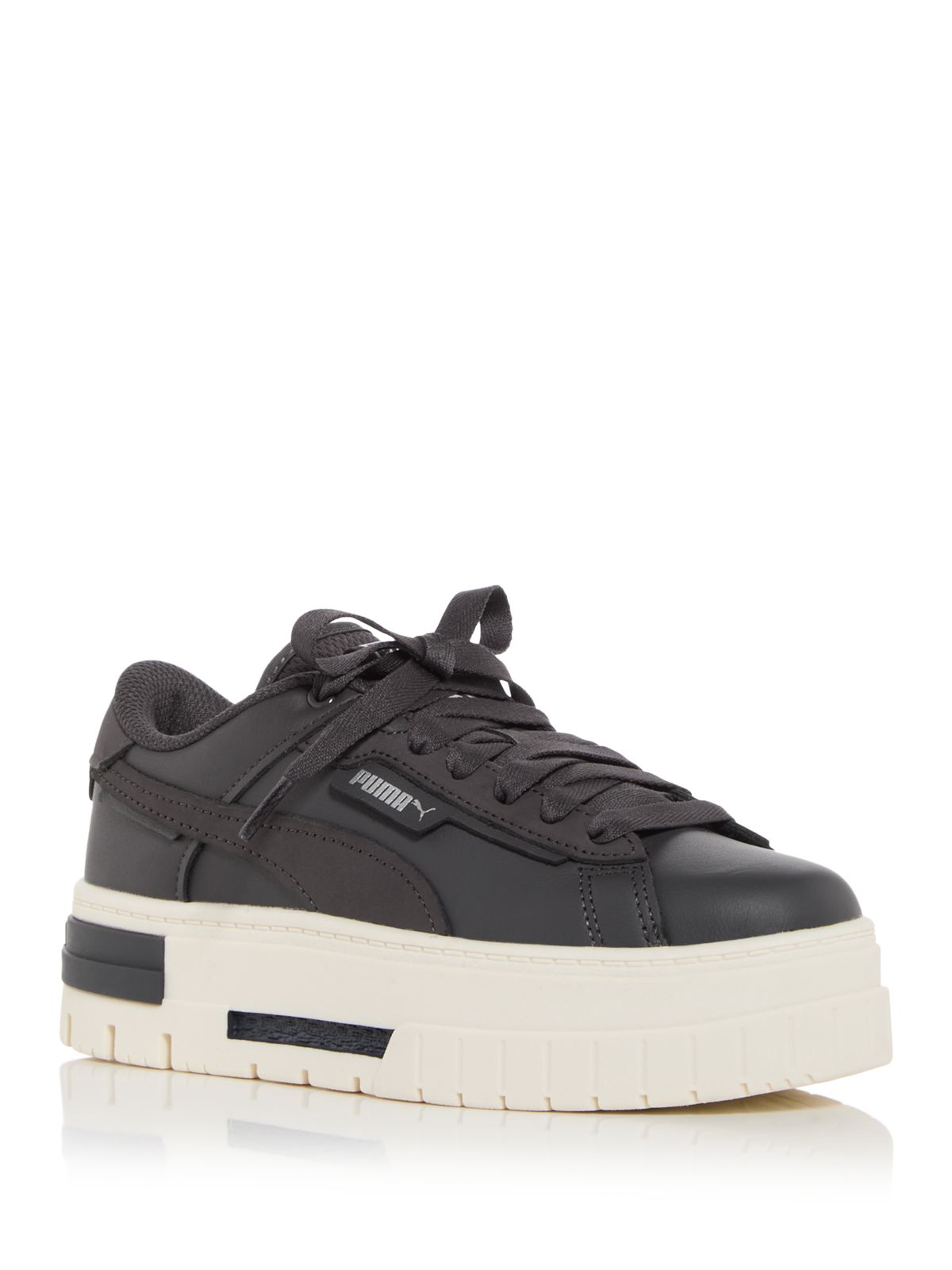 PUMA Womens Gray Mixed Media Tripple Logo Accents Cushioned Treaded Mayze Crashed Round Toe Platform Lace-Up Sneakers Shoes 8