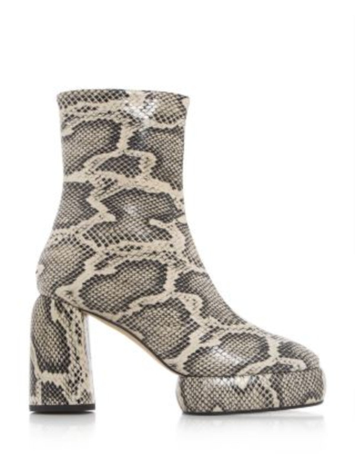 AEYDE Womens Beige Snake 1" Platform Padded Emmy Round Toe Block Heel Zip-Up Leather Booties 37