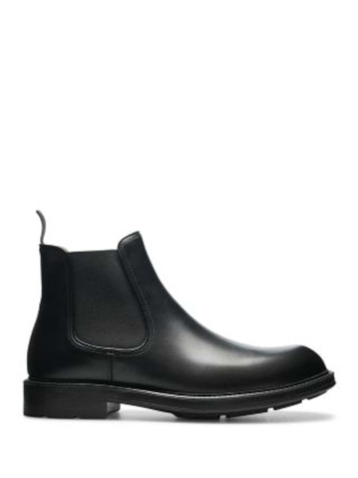 MAGNANNI Mens Black Heel Pull-Tab Padded Goring Barnet Almond Toe Leather Dress Chelsea Boot 9.5