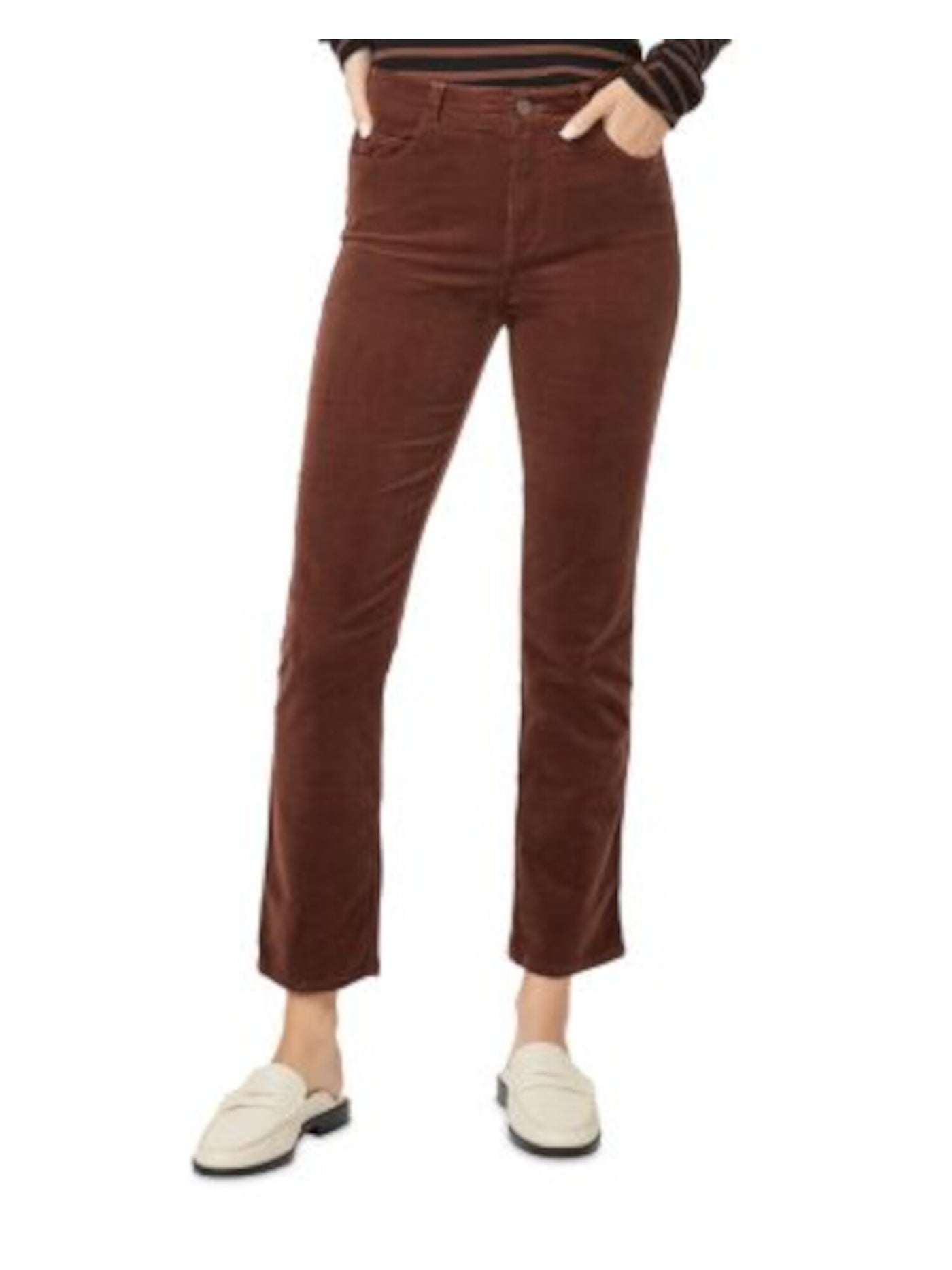 PAIGE Womens Brown Zippered Pocketed Straight-leg High Waist Jeans 27 Waist