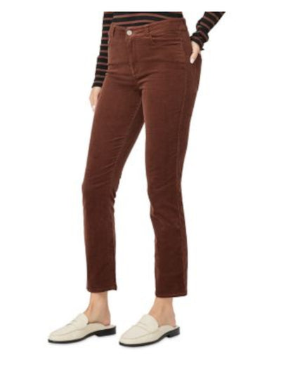 PAIGE Womens Brown Zippered Pocketed Straight-leg High Waist Jeans 27 Waist