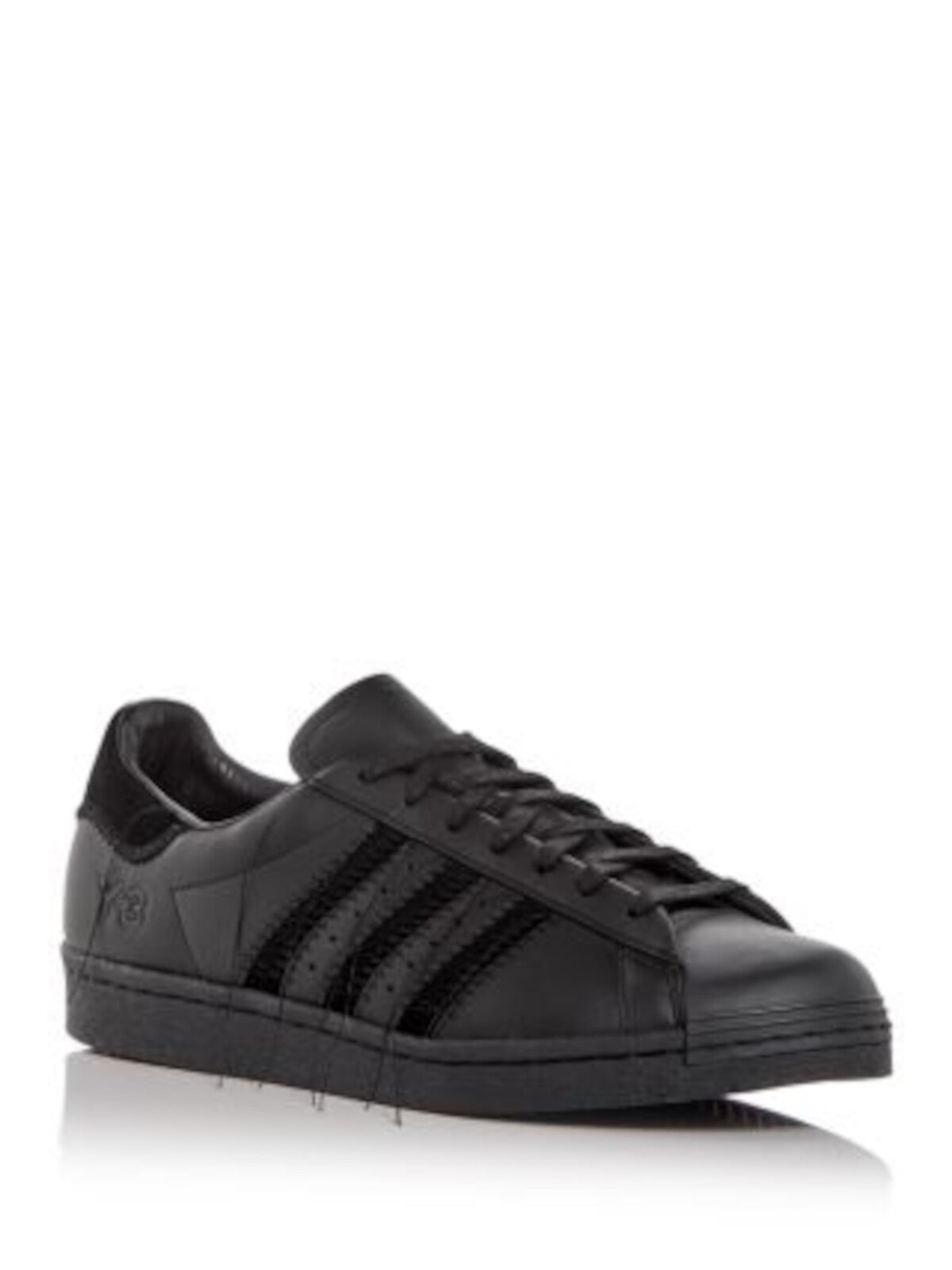 Y-3 Mens Black Mixed Media Logo Accents Padded Fringed Superstar Round Toe Wedge Lace-Up Leather Sneakers Shoes 12.5