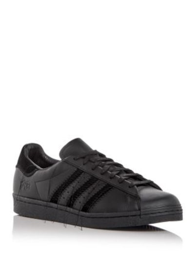 Y-3 Mens Black Mixed Media Logo Accents Padded Fringed Superstar Round Toe Wedge Lace-Up Leather Sneakers Shoes 12.5