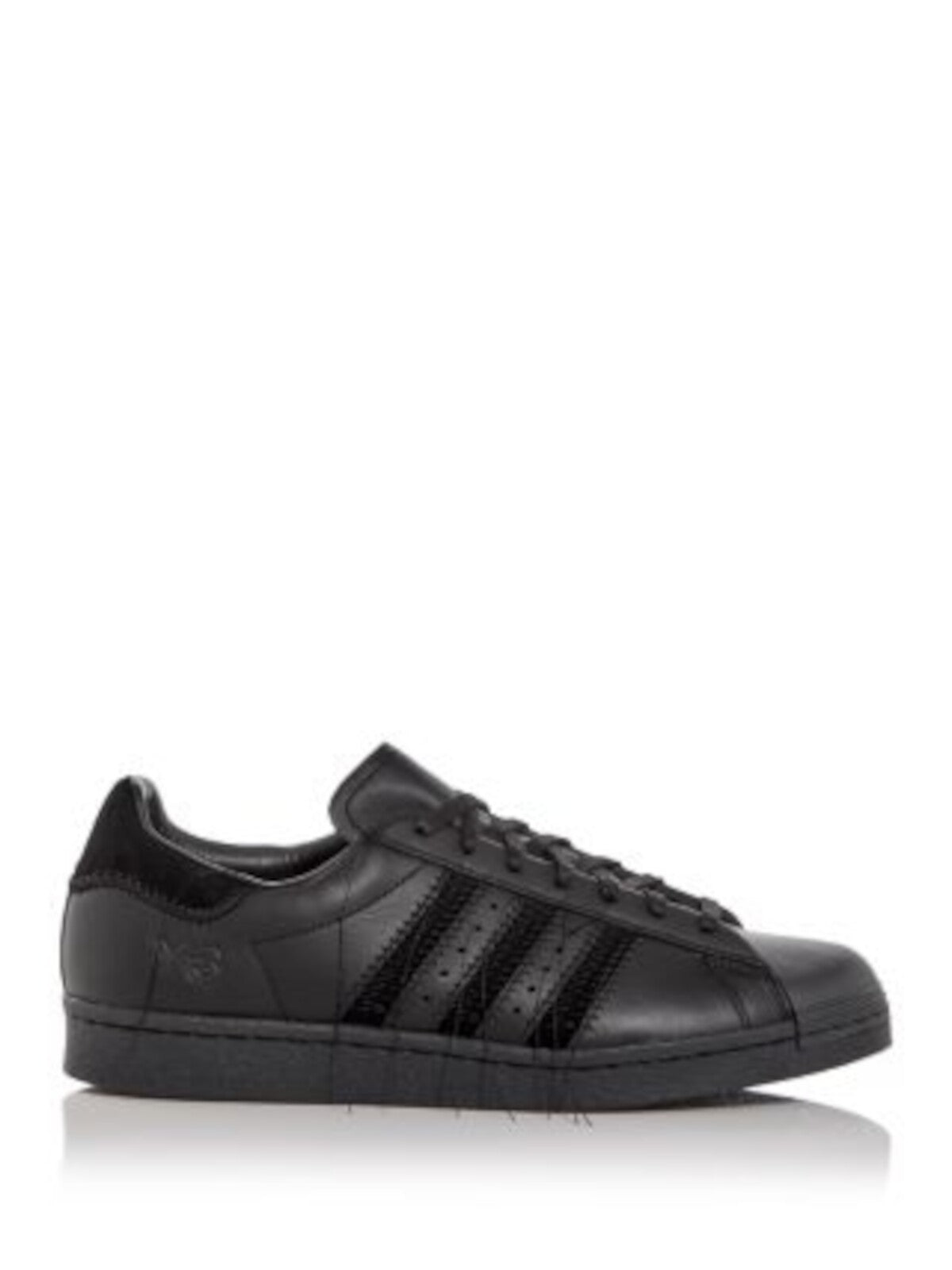 Y-3 Mens Black Mixed Media Logo Accents Padded Fringed Superstar Round Toe Wedge Lace-Up Leather Sneakers Shoes 12.5