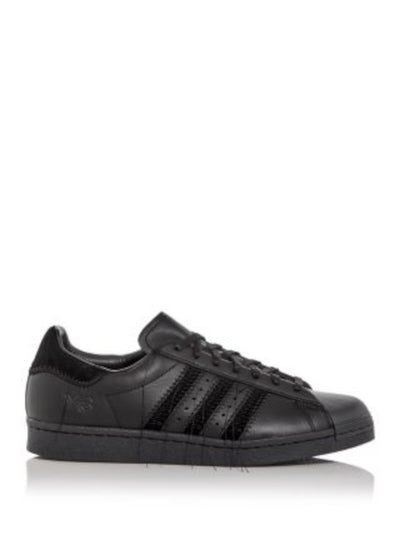 Y-3 Mens Black Mixed Media Logo Accents Padded Fringed Superstar Round Toe Wedge Lace-Up Leather Sneakers Shoes 12.5