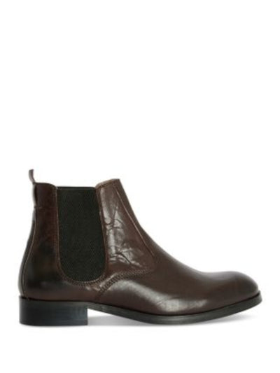 ALL SAINTS Mens Brown Heel Pull-Tab Goring Padded Gus Round Toe Block Heel Leather Dress Chelsea Boot 13