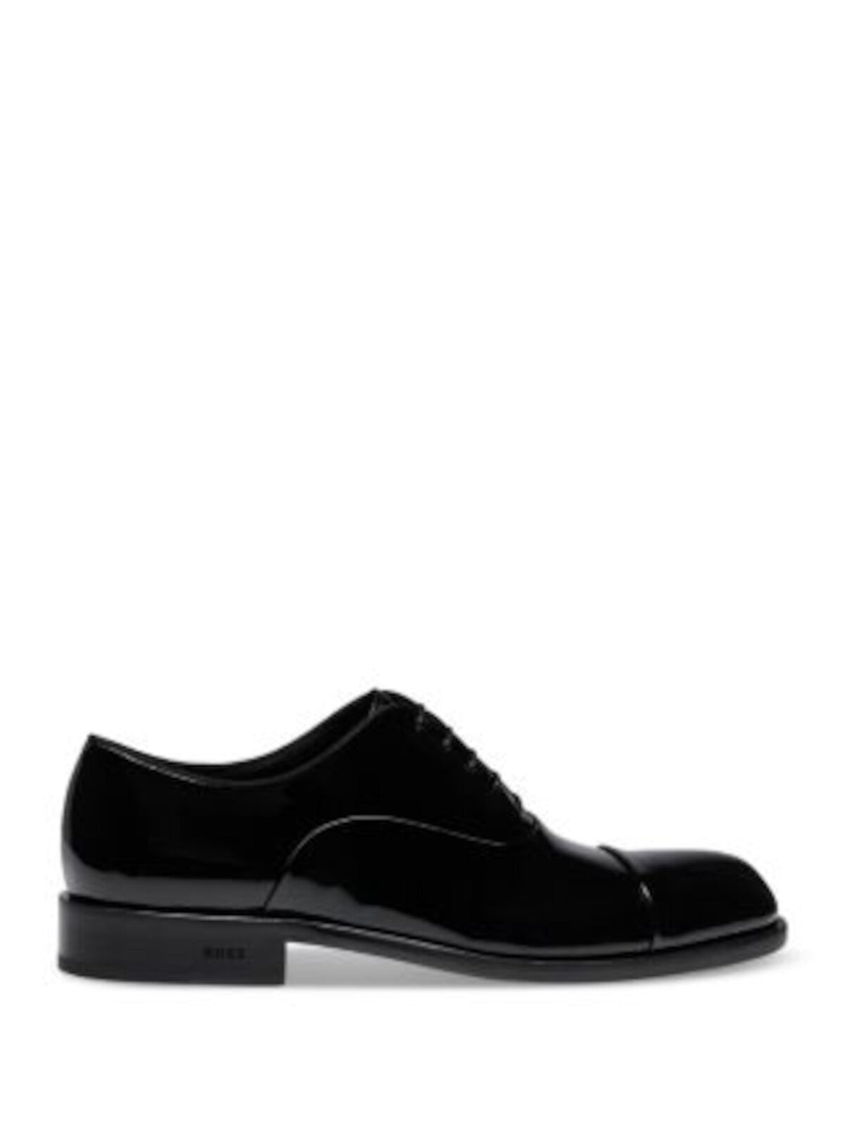 BOSS Mens Black Cushioned Bruce Cap Toe Block Heel Lace-Up Leather Dress Oxford Shoes 10.5