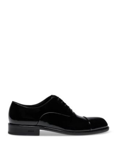 BOSS Mens Black Cushioned Bruce Cap Toe Block Heel Lace-Up Leather Dress Oxford Shoes 10.5