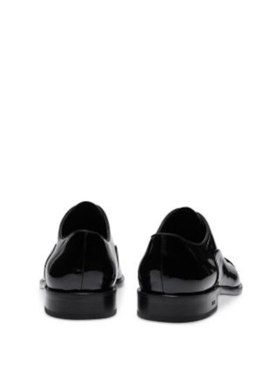 BOSS Mens Black Cushioned Bruce Cap Toe Block Heel Lace-Up Leather Dress Oxford Shoes 10.5