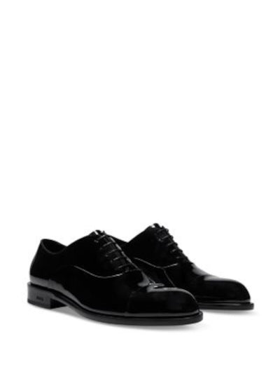 BOSS Mens Black Cushioned Bruce Cap Toe Block Heel Lace-Up Leather Dress Oxford Shoes 10.5