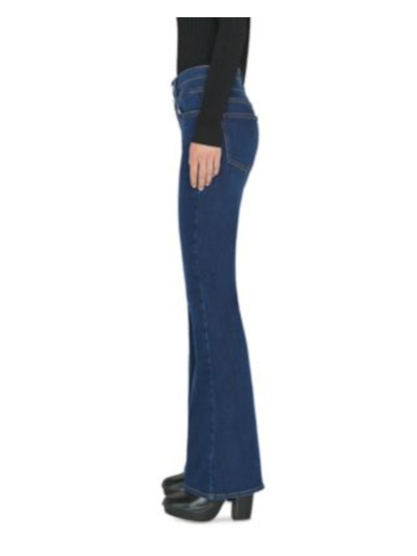 FRAME Womens Blue Zippered Pocketed Double Waistband Flare-leg High Waist Jeans 29