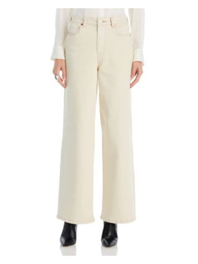 BLANK NYC Womens Beige Zippered Pocketed Wide Leg High Waist Jeans 31