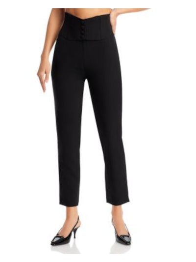 BARDOT Womens Black Zippered Pocketed Super-hi Bustier-paneled Waist Straight leg Pants 8