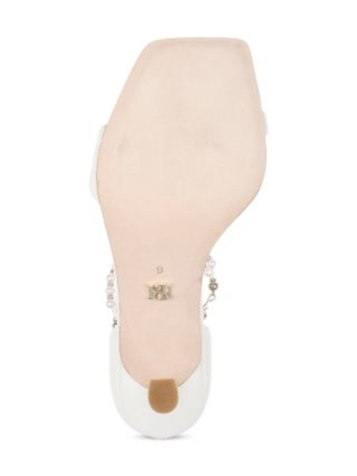 BADGLEY MISCHKA Womens Ivory Embellished Ankle Strap Padded Loretta Open Toe Stiletto Leather Dress Pumps Shoes