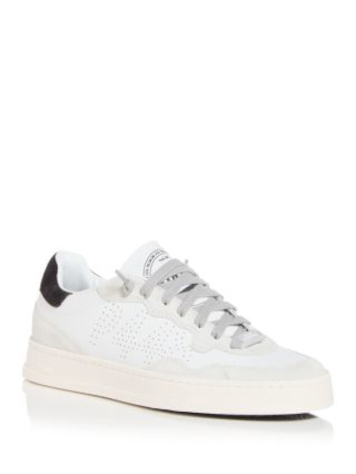 P448 Womens White Mixed Media 1" Platform Perforated Padded Bali Round Toe Wedge Lace-Up Leather Sneakers Shoes 38