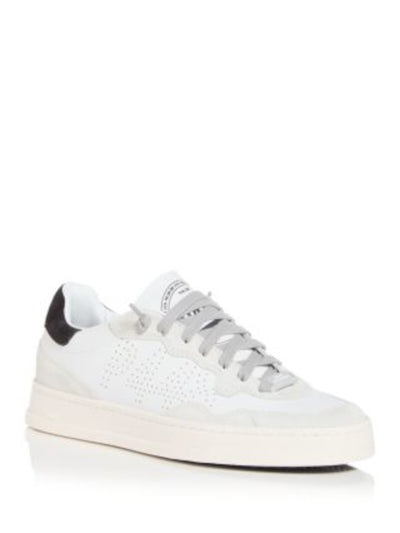 P448 Womens White Mixed Media 1" Platform Perforated Padded Bali Round Toe Wedge Lace-Up Leather Sneakers Shoes 38