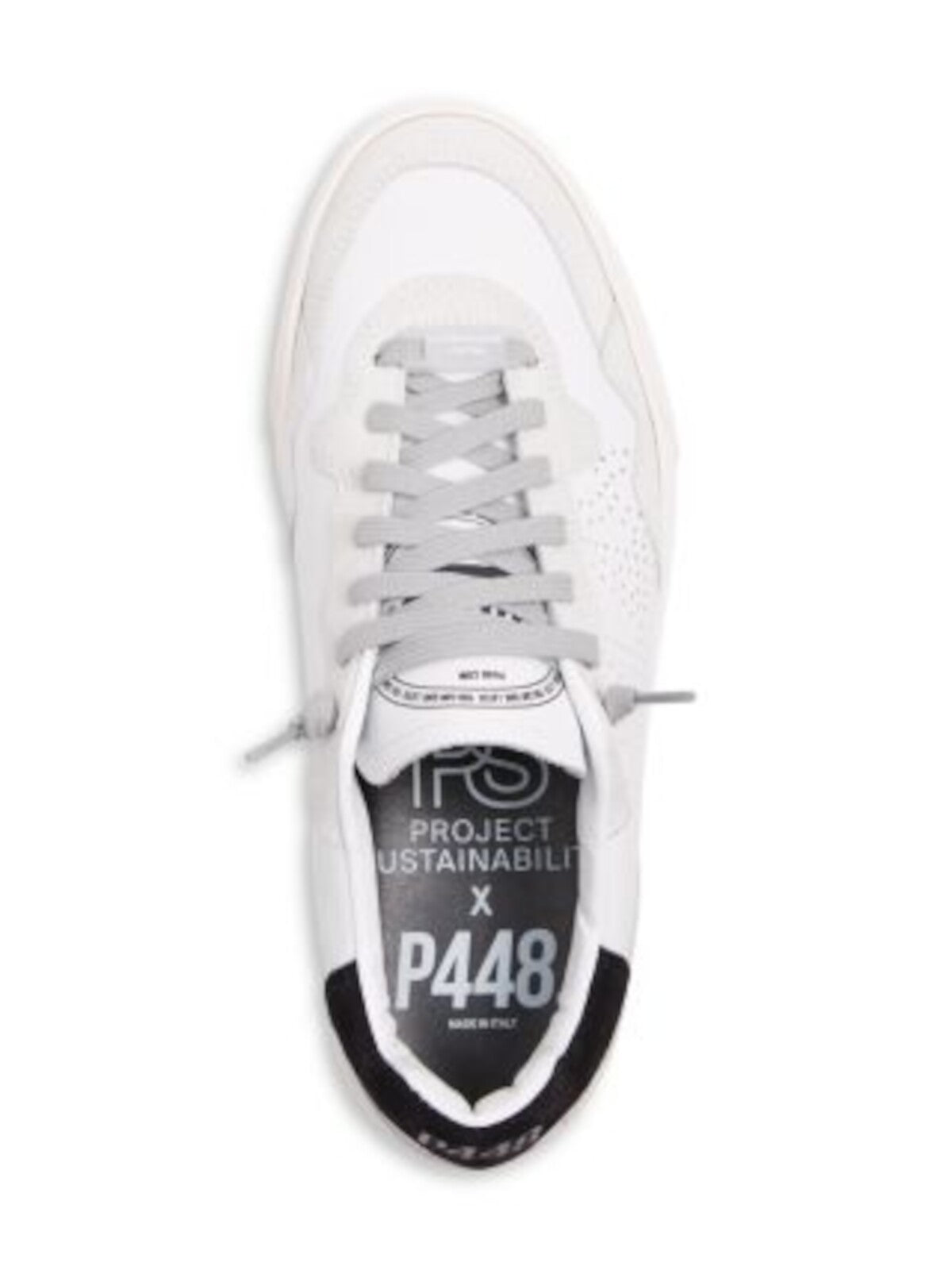 P448 Womens White Mixed Media 1" Platform Perforated Padded Bali Round Toe Wedge Lace-Up Leather Sneakers Shoes 38