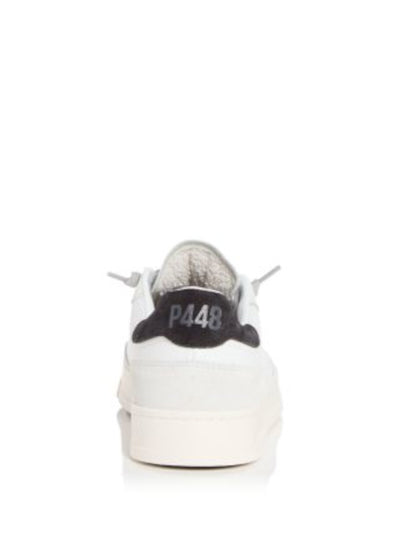 P448 Womens White Mixed Media 1" Platform Perforated Padded Bali Round Toe Wedge Lace-Up Leather Sneakers Shoes 38
