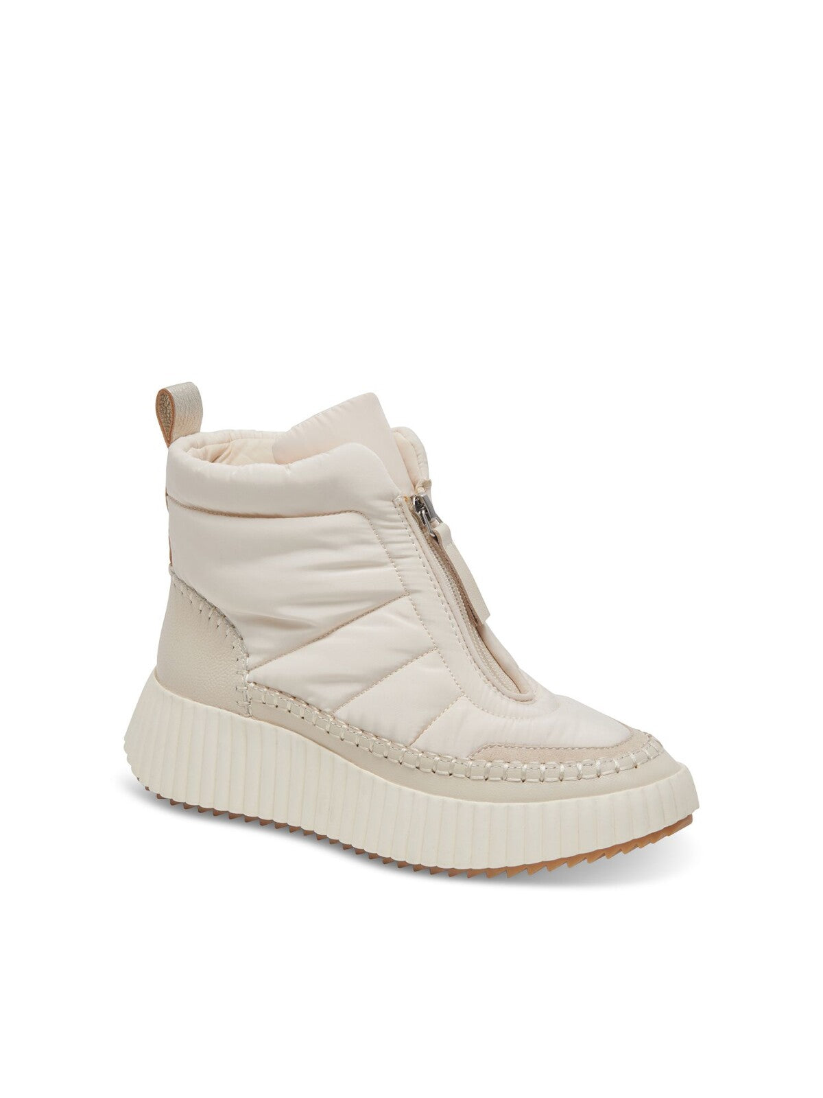 DOLCE VITA Womens Ivory Mixed Media 1-1/2" Platform Back Pull-Tab Padded Devlin Round Toe Wedge Zip-Up Sneakers Shoes 6