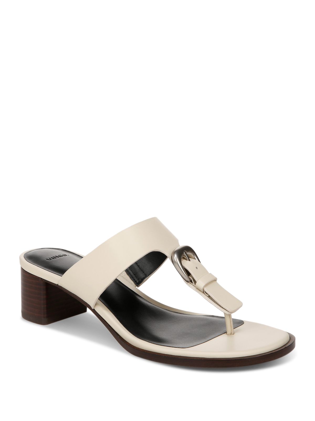VINCE. Womens Ivory Goring Padded Adjustable Buckle Accent Aubrey Open Toe Block Heel Slip On Leather Thong Sandals Shoes 6.5 M