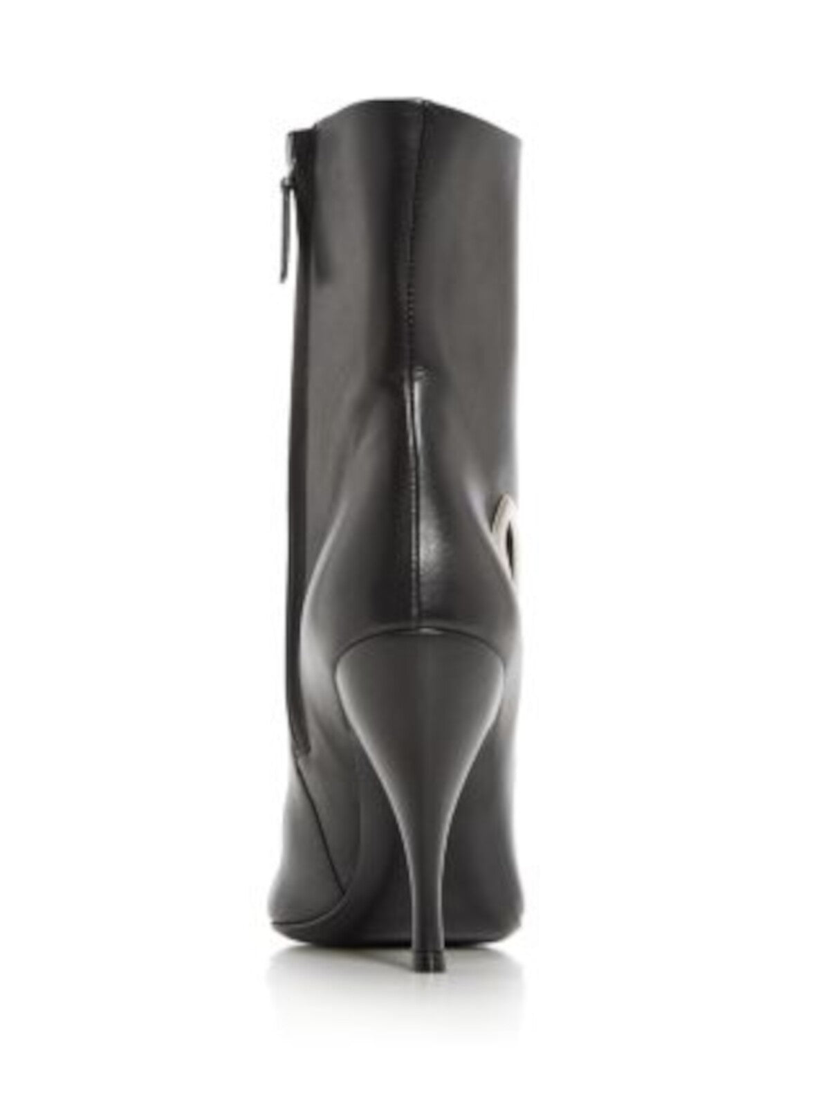 OFF WHITE Womens Black Logo Hardware Lined Cutout Padded Crescent Pointed Toe Stiletto Zip-Up Leather Dress Booties 35