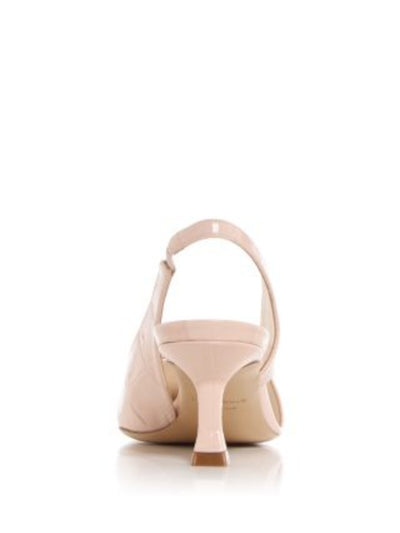 FERRAGAMO Womens Pink Croc Metallic Logo Hardware Bow Goring Padded Zarula Pointed Toe Kitten Heel Slip On Leather Slingback 7