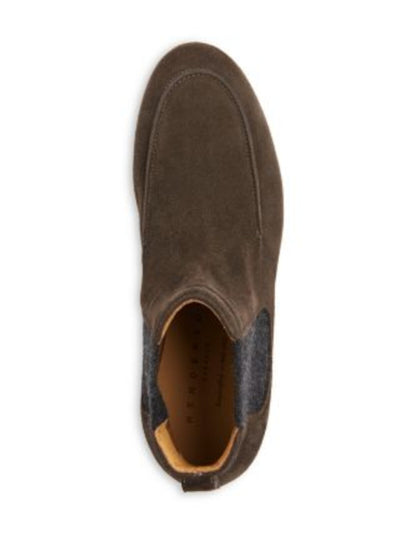 HENDERSON BARACCO Mens Brown Heel Pull-Tab Apron Toe Padded Goring Faedo Round Toe Leather Chelsea Boot 41