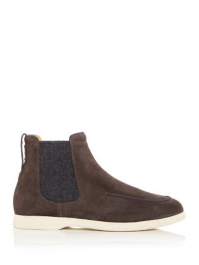HENDERSON BARACCO Mens Brown Heel Pull-Tab Apron Toe Padded Goring Faedo Round Toe Leather Chelsea Boot 41