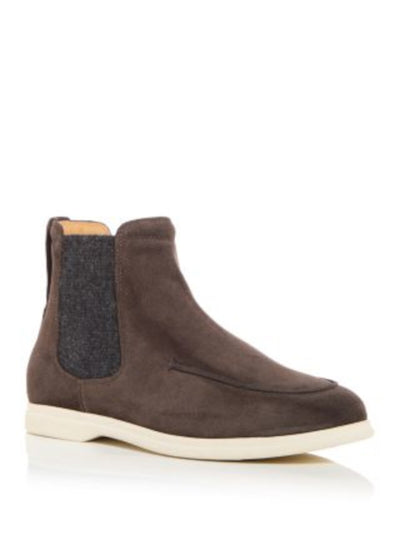 HENDERSON BARACCO Mens Brown Heel Pull-Tab Apron Toe Padded Goring Faedo Round Toe Leather Chelsea Boot 41