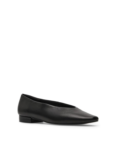 STEVE MADDEN Womens Black Deep V Padded Prima Square Toe Slip On Leather Dress Flats Shoes 9 M