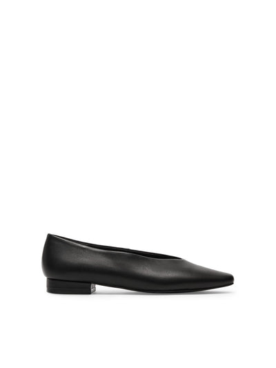 STEVE MADDEN Womens Black Deep V Padded Prima Square Toe Slip On Leather Dress Flats Shoes 9 M