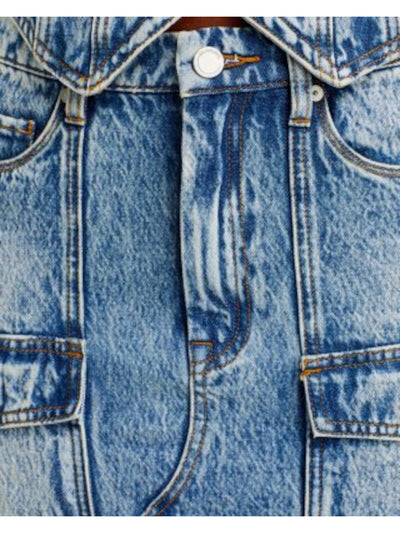 BLANK NYC Womens Blue Zippered Pocketed Button Closure Belt Loops Hip Pa Mini Skirt