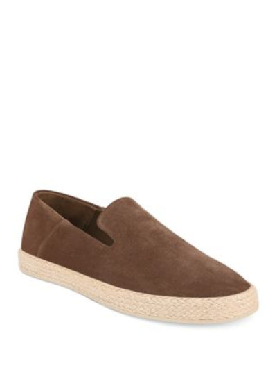 VINCE. Mens Brown Notched Padded Braided Emmitt Round Toe Slip On Leather Espadrille Shoes 13
