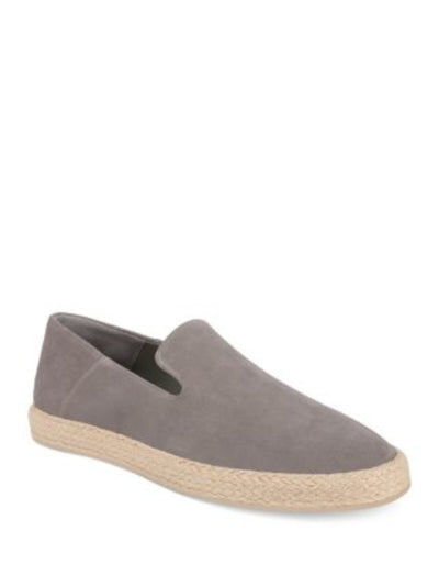 VINCE. Mens Gray Notched Padded Braided Emmit Round Toe Slip On Leather Espadrille Shoes 8.5 M