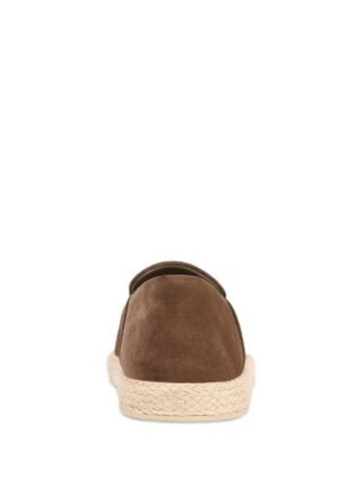 VINCE. Mens Brown Notched Padded Braided Emmitt Round Toe Slip On Leather Espadrille Shoes 8 M
