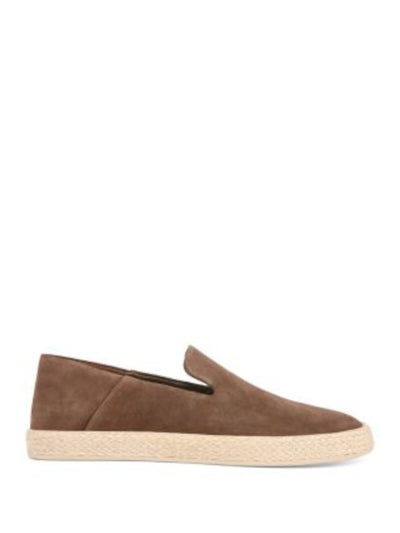 VINCE. Mens Brown Notched Padded Braided Emmitt Round Toe Slip On Leather Espadrille Shoes 13