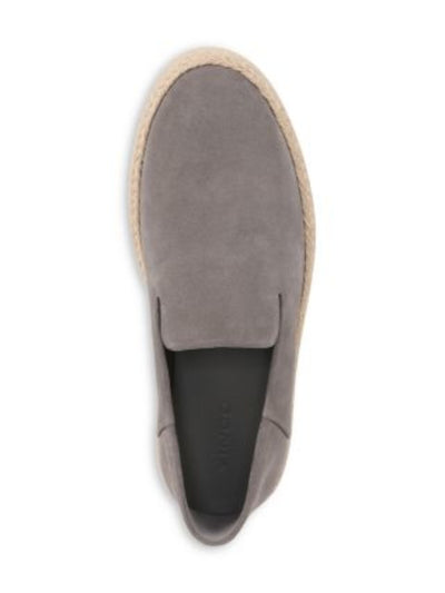 VINCE. Mens Gray Notched Padded Braided Emmit Round Toe Slip On Leather Espadrille Shoes 8.5 M