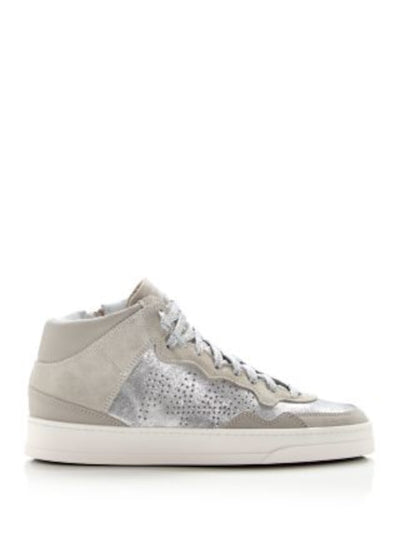 P448 Womens Gray Mixed Media Lace-Up Front Perforated Padded Bali Round Toe Zip-Up Leather Sneakers Shoes 41