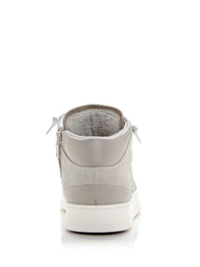 P448 Womens Gray Mixed Media Lace-Up Front Perforated Padded Bali Round Toe Zip-Up Leather Sneakers Shoes 41