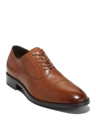 COLE HAAN Mens Brown Cushioned Hawthorne Cap Toe Stacked Heel Lace-Up Leather Dress Oxford Shoes 13 M