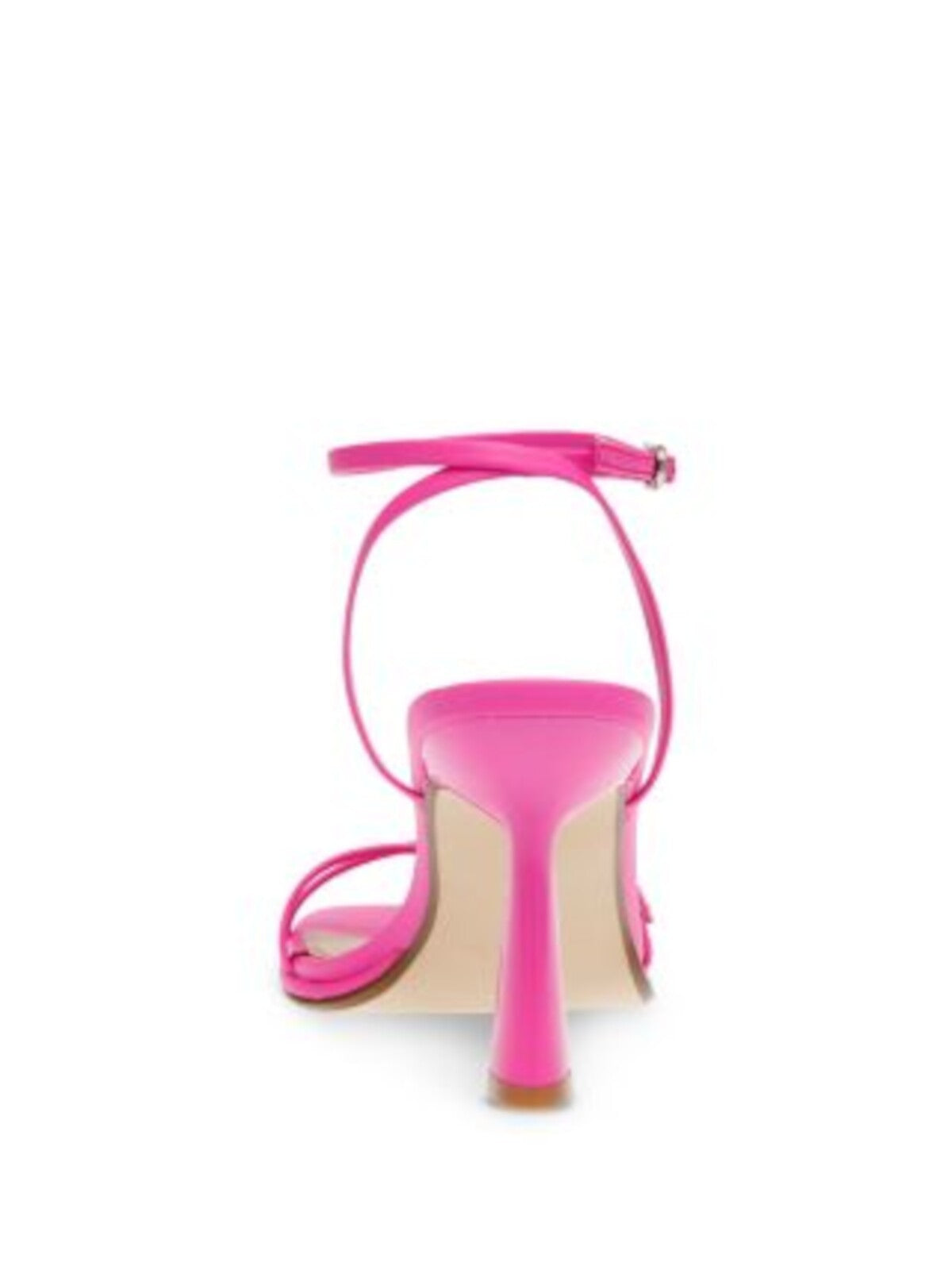 STEVE MADDEN Womens Pink Buckle Accent Strappy Ankle Strap Padded Zarya Square Toe Flare Buckle Leather Dress Heeled Sandal 9.5 M