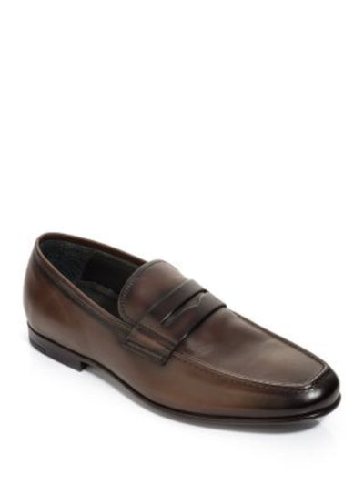 TO BOOT NEW YORK Mens Brown Penny Strap Padded Alek Adam Derrick Round Toe Slip On Leather Dress Loafers Shoes 7.5 M