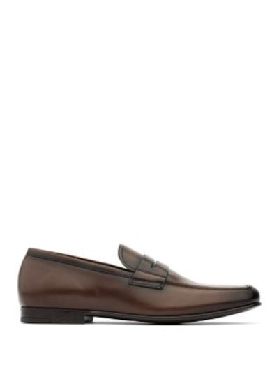 TO BOOT NEW YORK Mens Brown Penny Strap Padded Alek Adam Derrick Round Toe Slip On Leather Dress Loafers Shoes 7.5 M