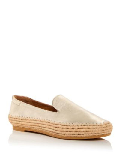 CLERGERIE Womens Gold Mixed Media Elastic Heel Padded Notched Metallic Woven Irmis Round Toe Slip On Espadrille Shoes 36