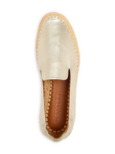 CLERGERIE Womens Gold Mixed Media Elastic Heel Padded Notched Metallic Woven Irmis Round Toe Slip On Espadrille Shoes 36